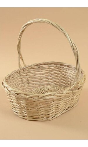 15" MEDIUM OVAL WILLOW BASKET W/HANDLE NATURAL