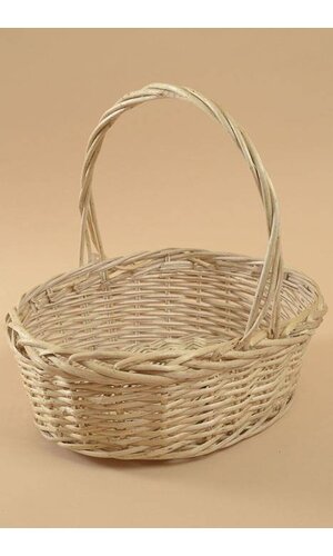 17.5" LARGE OVAL WILLOW BASKET W/HANDLE NATURAL