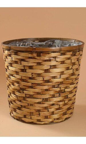 14.5" X 15.5" BAMBOO & RATTAN STAINED PLANTER