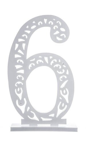 19.75" CARVED NUMBER "6" WHITE