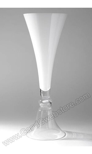 9" X 24" CLARINET GLASS VASE WHITE/CLEAR