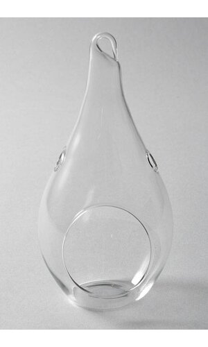 8.25" GLASS TEARDROP TERRARIUM W/HOOK CLEAR