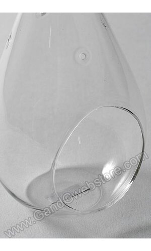 7" GLASS TEARDROP TERRARIUM W/HOOK CLEAR