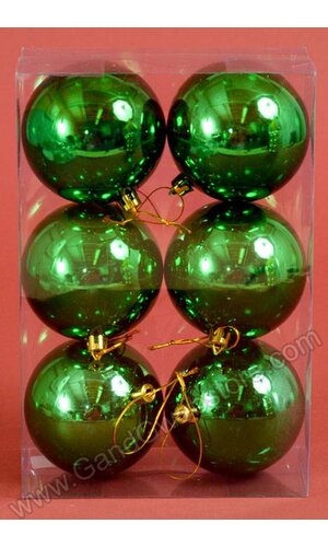 80MM SHINY PLASTIC BALL GREEN BX/6