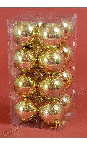 60MM SHINY PLASTIC BALL GOLD PKG/16