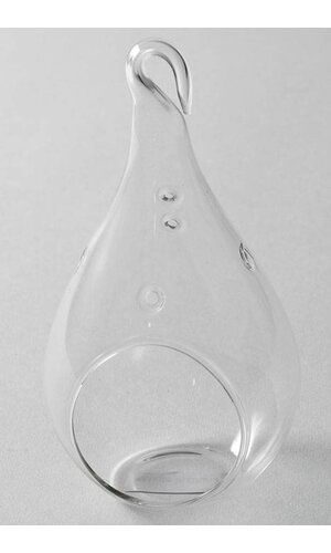 5.5" GLASS TEARDROP TERRARIUM W/HOOK CLEAR