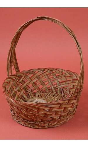 13" ROUND COCO LACQUERED BASKET W/HANDLE BROWN