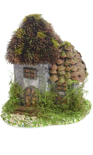 8" X 6.75" DECORATIVE HOUSE W/BIRCH ROOF NATURAL