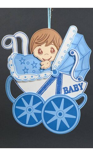 13" X 15.5" BABY SHOWER CARRIAGE FOAM SIGN BLUE