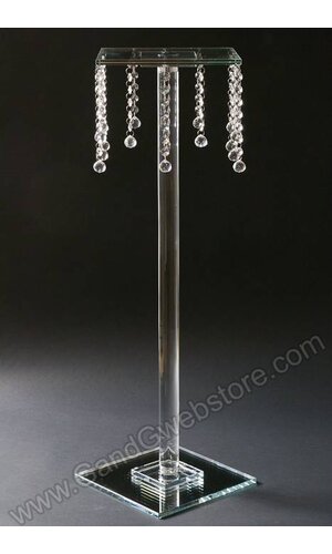 10" X 32" CRYSTAL BEAD SQUARED CAKE STAND CLEAR