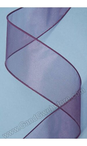2.5" X 50YDS WIRED SHEER SPRING RIBBON EGGPLANT
