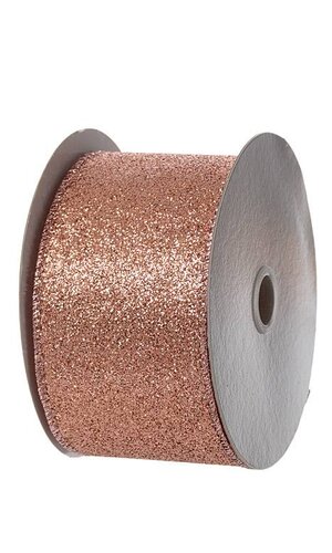 2.5" X 10YDS WIRED ALL GLITTER ROSE GOLD