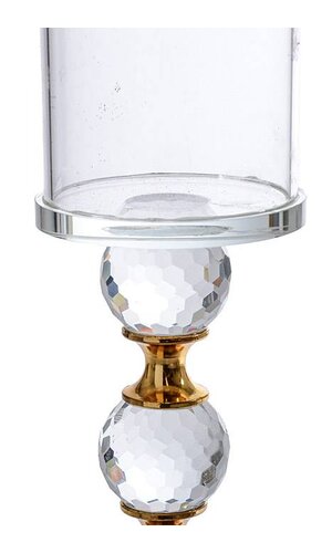 9.75"/12"/14" H GLASS CANDLE STAND GOLD/CLEAR