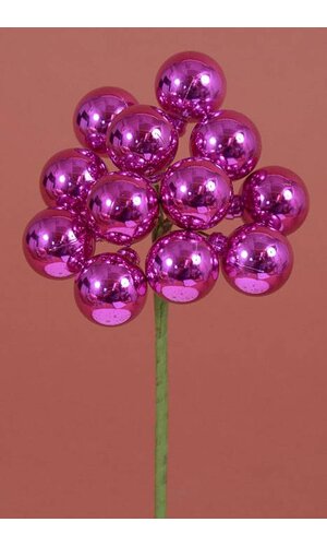 25MM SHINY BALL W/WIRE HOT PINK PKG/12