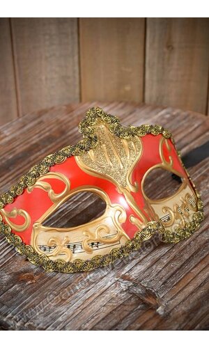 4" X 6.5" HALF MASK W/COPPER PAINTING RED