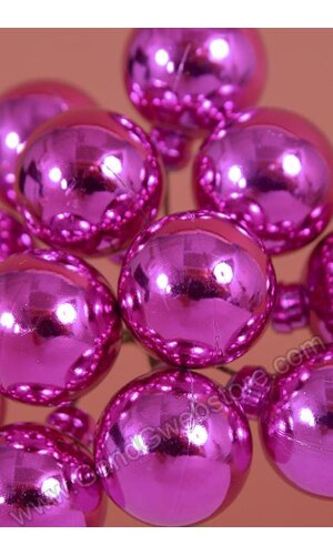 25MM SHINY BALL W/WIRE HOT PINK PKG/12