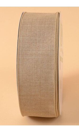 2.5" X 50YDS WIRED LINEN RIBBON NATURAL