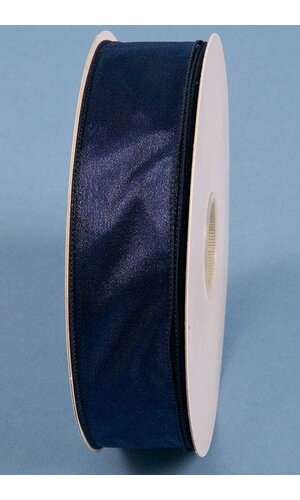 1.5" X 50YDS WIRED SHEER SPRING WIRED RIBBON NAVY BLUE