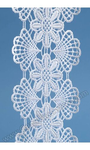 2.5" X 5YDS EMBROIDERY LACE RIBBON WHITE