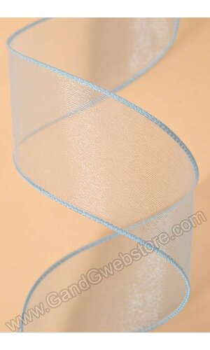 1.5" X 50YDS WIRED SHEER SPRING RIBBON BLUE/BLUE