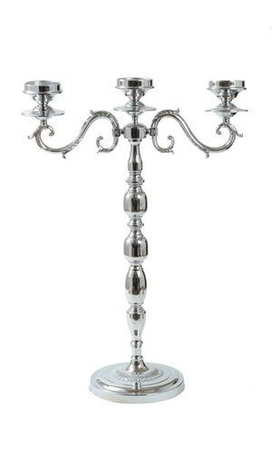 32.5" METAL CANDLE HOLDER SILVER