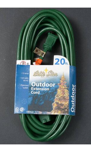 20FT OUTDOOR EXTENSION CORD GREEN