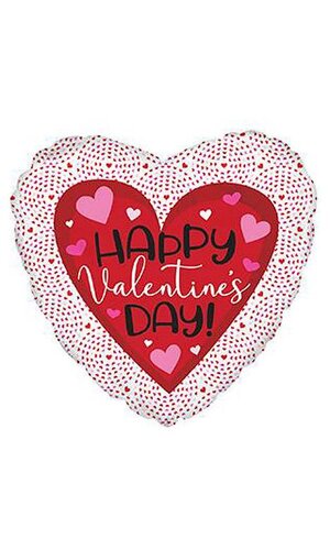 18" Happy Valentine's Day TINY HEARTS(PKG/10) WHITE/RED/PINK