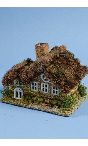 9.5" X 7" NATURAL HOUSE W/THISTLE ROOF GREEN/BROWN
