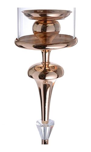 47" SINGLE LITE CANDLE HOLDER W/GLASS GOLD