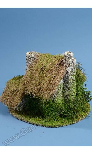 8" X 9" NATURAL HOUSE W/THATCH ROOF GREEN/WHITE