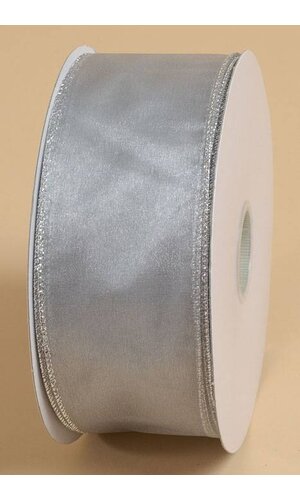 2.5" X 50YDS SHEER ESSENCE WIRED RIBBON SILVER