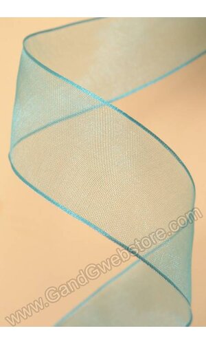 1.5" X 25YDS WIRED ENCORED RIBBON TURQUOISE