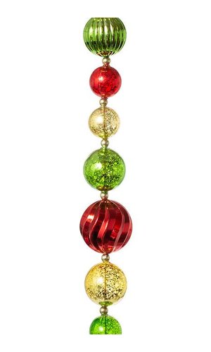 60" MECURY BALL ORNAMENT GARLAND RED/GOLD/GREEN
