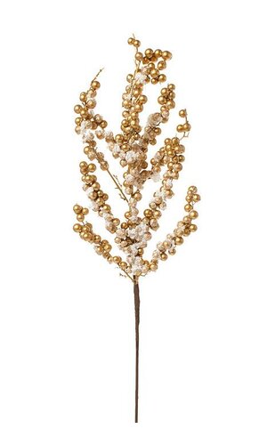 28" SNOW CRUSTED METAL BERRY CLUSTER SPRAY GOLD