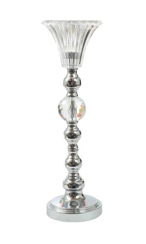 18.5" CANDLE HOLDER W/CRYSTAL SILVER