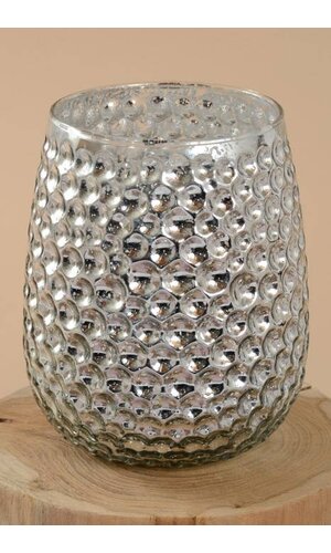 3.5" X 5.5" MERCURY GLASS CANDLE HOLDER SILVER