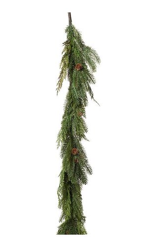 48" JUST CUT PLAS WOODLAND PINES GARLAND NATURAL/FROSTED
