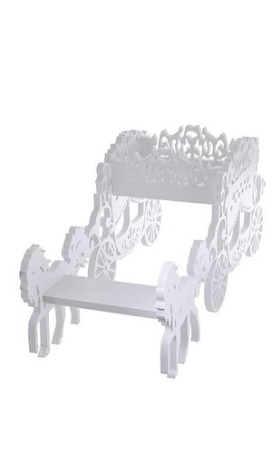 27.5" X 10" X 12" CARVED CARRIAGE WHITE