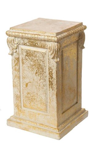 22.5" FOILED OUTDOOR MGO SQUARE PEDESTAL CHAMPAGNE/GOLD
