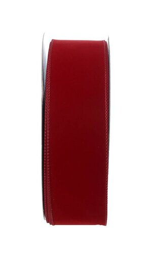 2.5" X 50YDS WIRED VALUE VELVET HOLIDAY RED/RED