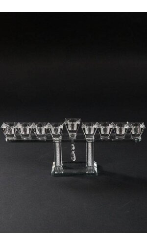 14" X 5.75" CRYSTAL 9-LITE CANDLE HOLDER CLEAR