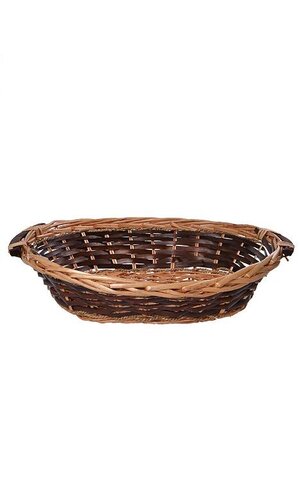 16.5X13X4 OVAL WILLOW & ROPE DARK BROWN