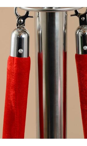 38.5" STANCHION SET POST/ROPE SILVER/RED