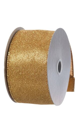 2.5" X 10Y WIRED ALL FLAT GLITTER GOLD