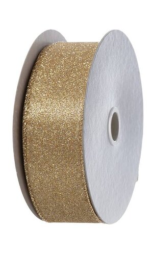 1.5" X 10Y WIRED ALL FLAT GLITTER CHAMPAGNE