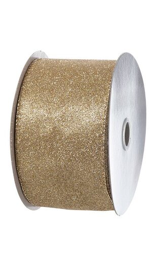 2.5" X 10Y WIRED ALL FLAT GLITTER CHAMPAGNE