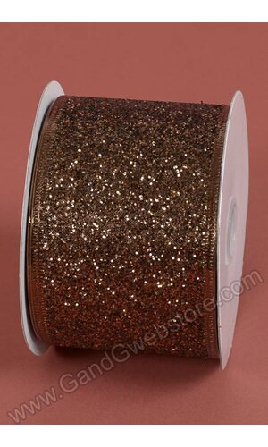 2.5" X 10YDS GLITTER LAME WIRED RIBBON CHOCOLATE