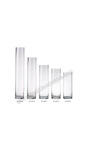 8" X 28" CYLINDER GLASS VASE CRYSTAL CLEAR CS/4