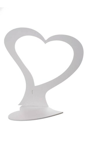 19.5"H CARVED WOODEN HEART DECO WHITE