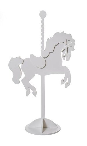 35.5"H CARVED WOODEN CAROUSEL DECO WHITE
